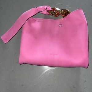 Chain link nubuck leather shoulder bag